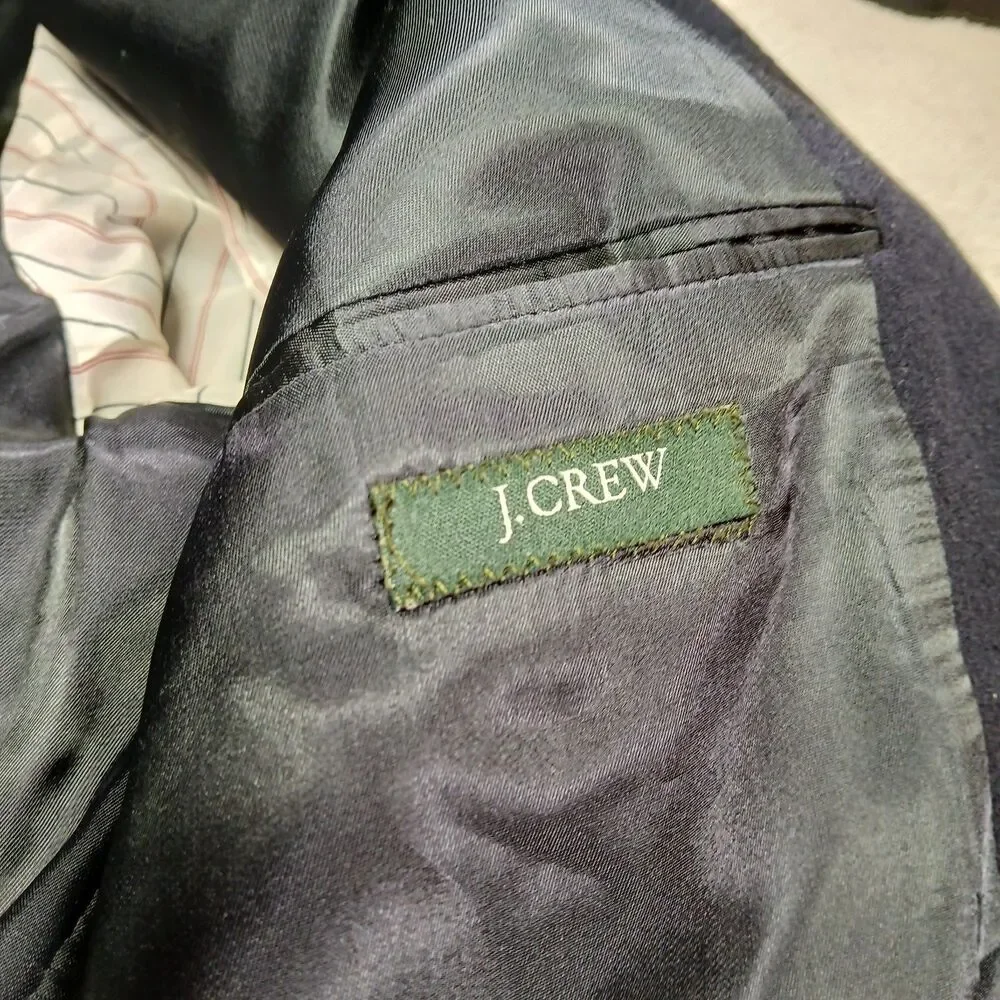 Vtg J Crew Mens 44LT 44 Long Navy Blue Cashmere Blazer Sport Coat Old Money